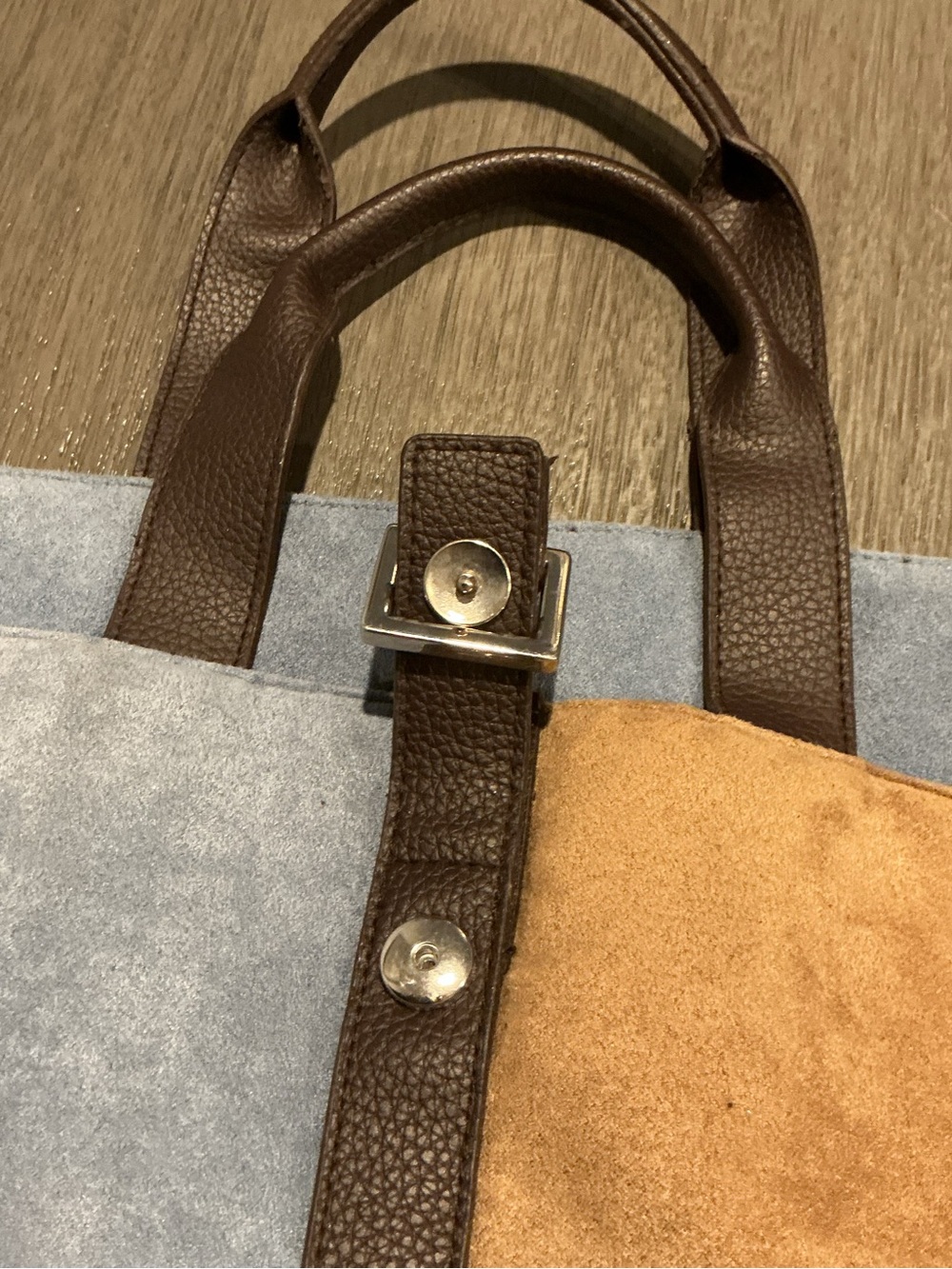 Vintage Estée Lauder Colorblock Suede Tote Bag - Picture 6 of 13
